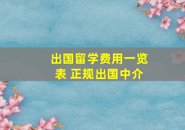 出国留学费用一览表 正规出国中介